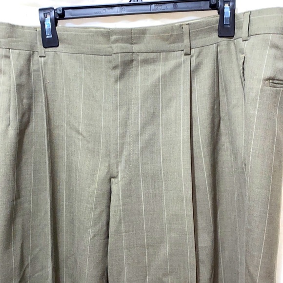 MEN TAILORED PINSTRIPE PANTS OLIVE/TAUPE SZ 37